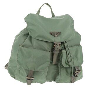 PRADA Backpack Nylon Green Silver Auth 143502